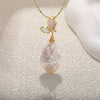 Wholesale Women's Light Luxury Sweet Style Copper Gold Plated Freshwater Baroque Pearl Necklace With Butterfly Flower Drop Shape Design