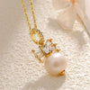 Wholesale Women's Light Luxury Sweet Style Copper Gold Plated Freshwater Baroque Pearl Necklace With Butterfly Flower Drop Shape Design