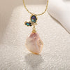 Wholesale Women's Light Luxury Sweet Style Copper Gold Plated Freshwater Baroque Pearl Necklace With Butterfly Flower Drop Shape Design