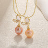 Wholesale Women's Light Luxury Sweet Style Copper Gold Plated Freshwater Baroque Pearl Necklace With Butterfly Flower Drop Shape Design
