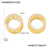 Wholesale Women's Light Luxury Texturized Stainless Steel Mixed Color Zircon Doublesided Circle Earrings Pvd Gold Plated Geometric Design