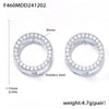 Wholesale Women's Light Luxury Texturized Stainless Steel Mixed Color Zircon Doublesided Circle Earrings Pvd Gold Plated Geometric Design