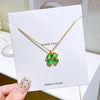 Wholesale Women's Light Luxury Titanium Steel And Copper Love Four Leaf Clover Cat's Eye Stone O Chain Necklace