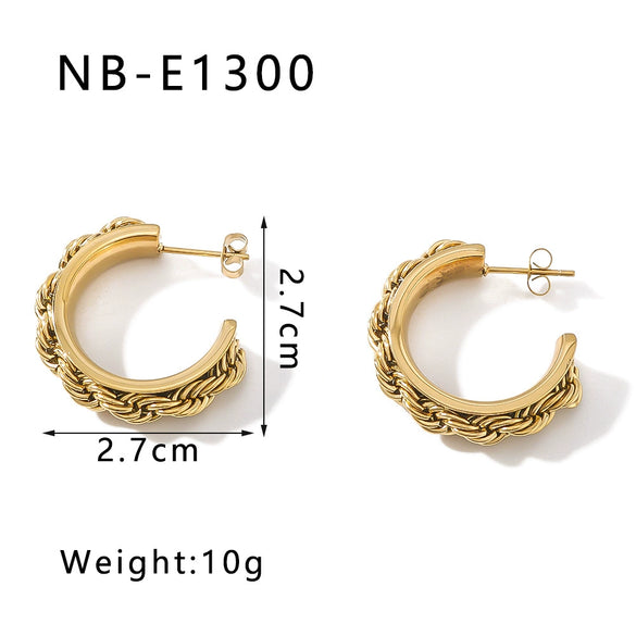 Wholesale Women's Light Luxury Titanium Steel And Stainless Steel Earrings With Geometric Design And 18K Vacuum Plating In Furnace