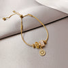 Wholesale Women's Light Luxury Titanium Steel Bracelet With Alloy Inlaid Artificial And Semiprecious Stones Microinlay Adjustable Pull And Letters Numbers Text Pattern
