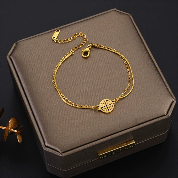 Wholesale Women's Light Luxury Titanium Steel Bracelet With Electroplating And Letters Numbers Text Design