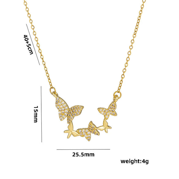 Wholesale Women's Light Luxury Titanium Steel Butterfly Pendant Necklace With Water Wave Chain And 319 Vacuum Electroplating In Furnace