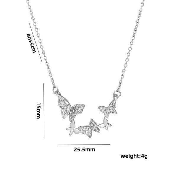 Wholesale Women's Light Luxury Titanium Steel Butterfly Pendant Necklace With Water Wave Chain And 319 Vacuum Electroplating In Furnace