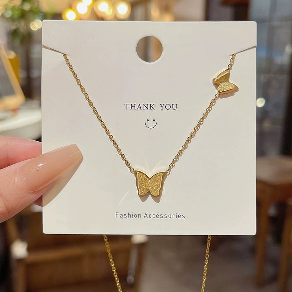 Wholesale Women's Light Luxury Titanium Steel Frosted Insectshaped Pendant Collar Chain Jewelry