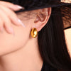 Wholesale Women's Light Luxury Titanium Steel Goose Egg Shaped Earrings With Unique Design Retro Temperament And Electroplating Treatment