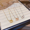 Wholesale Women's Light Luxury Titanium Steel Heart Double Ring Necklace With Electroplating Cross Chain