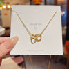 Wholesale Women's Light Luxury Titanium Steel Heart Double Ring Necklace With Electroplating Cross Chain