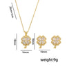 Wholesale Women's Light Luxury Titanium Steel Jewelry Set With Full Diamond Four Leaf Clover Earrings And Necklace Set With Diamonds