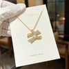Wholesale Women's Light Luxury Titanium Steel Necklace With Oshaped Chain And Copper Zirconinlaid Letter Heart Pendant