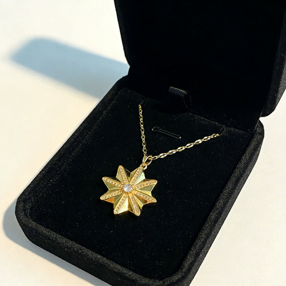 Wholesale Women's Light Luxury Titanium Steel Necklace With Zircon Inlaid Copper Star Pendant