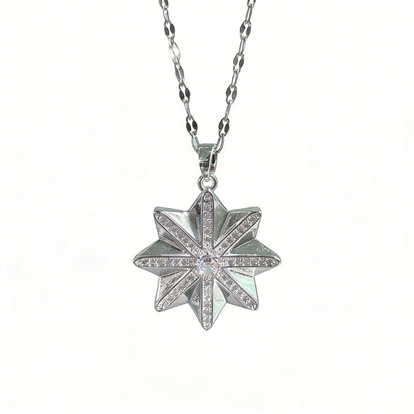 Wholesale Women's Light Luxury Titanium Steel Necklace With Zircon Inlaid Copper Star Pendant