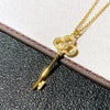 Wholesale Women's Light Luxury Titanium Steel Ochain Key Pendant Necklace With Geometric Design And Mixed Gem Inlay Electroplated