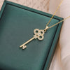 Wholesale Women's Light Luxury Titanium Steel Ochain Key Pendant Necklace With Geometric Design And Mixed Gem Inlay Electroplated