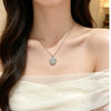 Wholesale Women's Light Luxury Titanium Steel Rotating Flower Necklace With Zircon Inlay