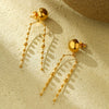 Wholesale Women's Light Luxury Titanium Steel Round Bead Tassel Earrings With Electroplating