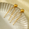 Wholesale Women's Light Luxury Titanium Steel Round Bead Tassel Earrings With Electroplating