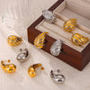 Wholesale Women's Light Luxury Vintage Earrings 316L Stainless Steel Goldplated Dropshaped Geometric Design