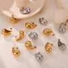 Wholesale Women's Light Luxury Vintage Earrings 316L Stainless Steel Goldplated Dropshaped Geometric Design