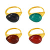 Wholesale Women's Light Luxury Water Drop Shape Geometric 316L Stainless Steel Resin Ring With Electroplating