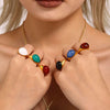 Wholesale Women's Light Luxury Water Drop Shape Geometric 316L Stainless Steel Resin Ring With Electroplating