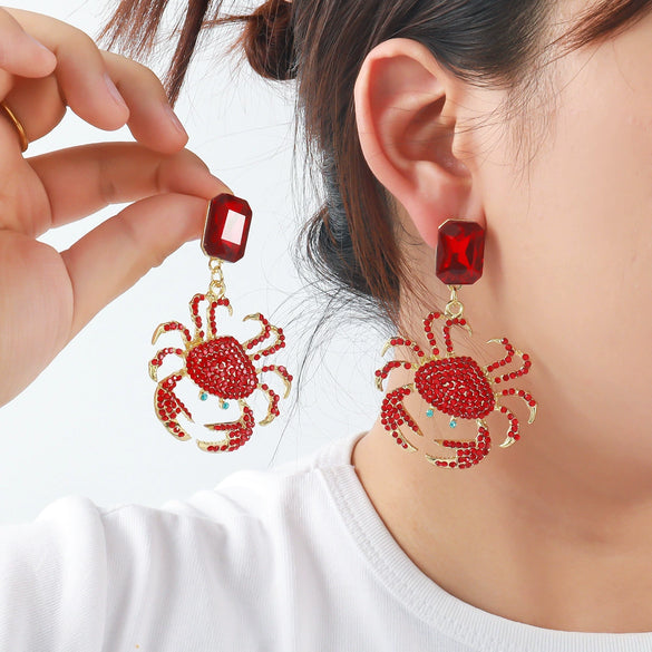 Wholesale Women's Light Luxury Zinc Alloy Animal Crab Geometric Diamond Earrings