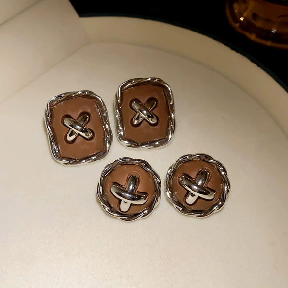 Wholesale Women's Light Luxury Zinc Alloy Electroplated Circle Square Earrings