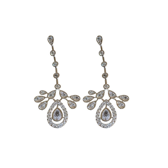 Wholesale Women's Light Luxury Zircon Inlaid Dropshaped Tassel Earrings