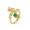 Wholesale Women's Light Luxury Zodiac Animal Snake Open Ring Gold Plated Copper Electroplated Jewelry