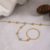 Wholesale Women's Literary Geometric Real Gold Plated Stainless Steel Turquoise Finger Chain Bracelet Jewelry