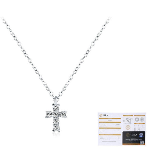 Wholesale Women's Literary Personality Cross Pendant Stacked Wind Full Diamond 925 Silver Necklace