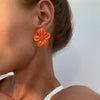 Wholesale Women's Little Fresh Alloy Dripping Oil Flower Earrings