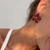 Wholesale Women's Little Fresh Alloy Dripping Oil Flower Earrings