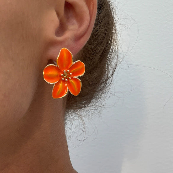 Wholesale Women's Little Fresh Alloy Dripping Oil Flower Earrings