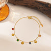 Wholesale Women's Little Fresh Geometric Stainless Steel Electroplated Necklace Inlaid With Colorful Zircon Shell Pendants