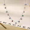 Wholesale Women's Little Fresh Geometric Stainless Steel Electroplated Necklace Inlaid With Colorful Zircon Shell Pendants