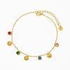 Wholesale Women's Little Fresh Geometric Stainless Steel Electroplated Necklace Inlaid With Colorful Zircon Shell Pendants