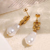 Wholesale Women's Long Earrings 316L Stainless Steel Geometric Pearl Plated