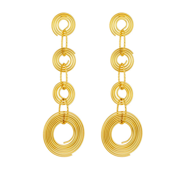 Wholesale Women's Long High End Stainless Steel Tassel Geometric Earrings With Electroplating