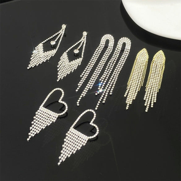Wholesale Women's Long Tassel Earrings Copper With Diamond Butterfly And Heart Shape Design