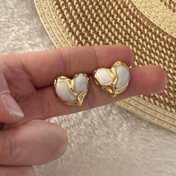 Wholesale Women's Love Earrings Stainless Steel Heart Shaped With Oil Dripping Treatment