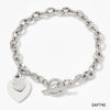 Wholesale Women's Love Heart Stainless Steel Bracelet With Vacuum Plating And Diamond Simple Style
