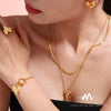 Wholesale Women's Love Imitation Pearl Jewelry Set 316L Stainless Steel Electroplated Heart Pattern Necklace Earrings Ring Bracelet