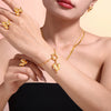 Wholesale Women's Love Imitation Pearl Jewelry Set 316L Stainless Steel Electroplated Heart Pattern Necklace Earrings Ring Bracelet