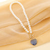 Wholesale Women's Love Letter Vintage Pearl Necklace Alloy Heart Pendant With Ball Chain Electroplated