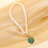 Wholesale Women's Love Letter Vintage Pearl Necklace Alloy Heart Pendant With Ball Chain Electroplated